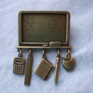 School Brooch, Math Teacher, Chalkboard Brooch With 5 Math Charms ...