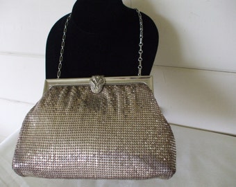 Whiting and Davis Art Deco Silver Mesh Bag, 1930s - 1950s,  Vintage,  Prom, Cruise,  Evening Wear