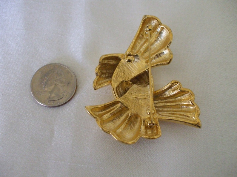 Monet Gold Tone Brooch, Large, Signed , Vintage image 4