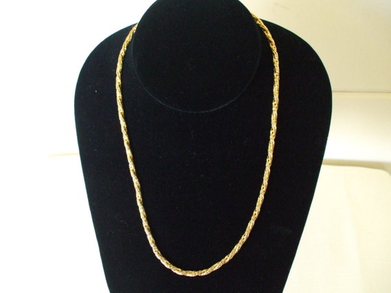 Gold Tone Braided Necklace, Vintage, 80s, 18" , S… - image 1
