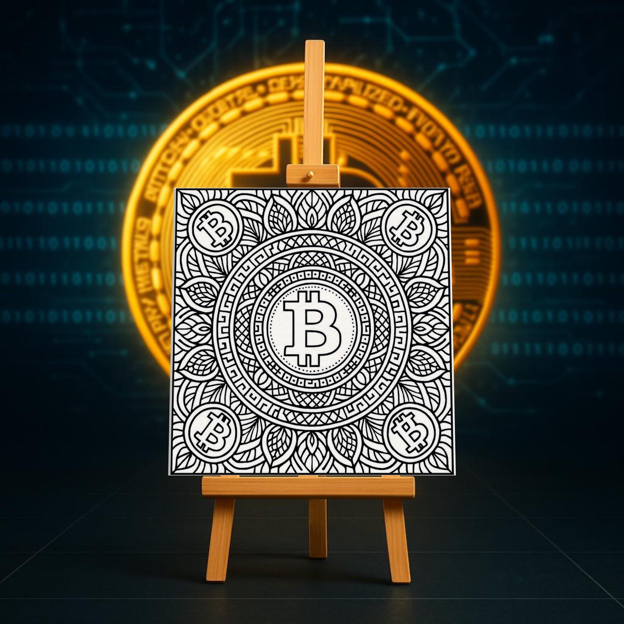 ビットコインマンダラカラーリングキャンバス – 暗号通貨ファンのためのクリエイティブなモチーフ - Etsy 日本