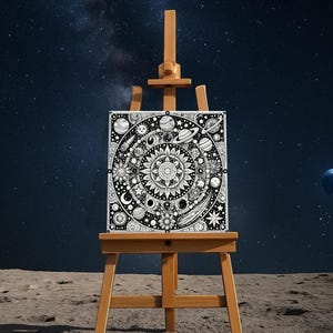 Galaxy Coloring Canvas – Mandala with Solar System & Planets for Art Lovers