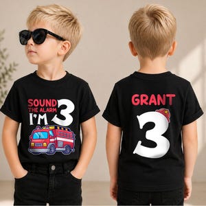 Future Firefighter 3rd Birthday Shirt, Personalized Fire Truck Birthday Tee, Custom Name Birthday Boy Outfit, Fire Station Theme Party