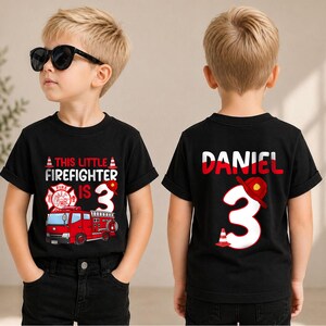 Personalized Fire Truck 3rd Birthday Shirt, Custom 3rd Birthday Fire Truck Tee, Little Firefighter Birthday Boy Outfit, Fire Party Gift