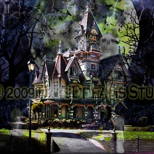 Haunted Mansion Print: Victorian Spooky Surreal Art, Signed by Artist