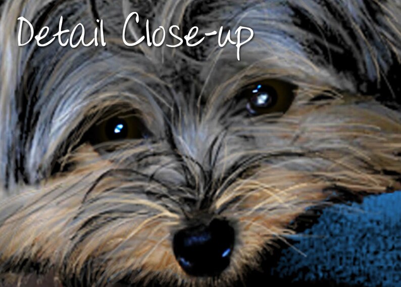 Sweet Tiny Yorkie Elder Senior Yorkshire Terrier Older Yorkie Dog Pop Art Pet Portrait Print or Sympathy Card Tribute Memorial Pop Art Gift
