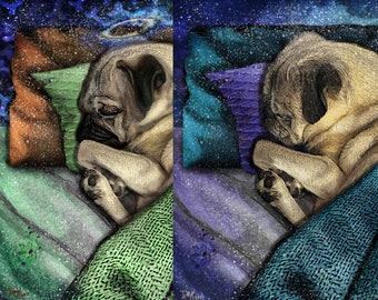 Fawn Pug Memorial Condolence Sympathy Tribute Commemorate Sleeping Angel Wings Halo Rainbow Bridge Pet Loss Print Gift | 2 Choices