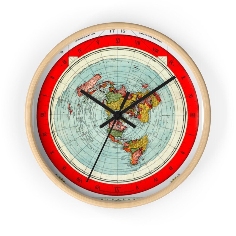 Vintage World Map Flat Earth Wall Clock - Perfect for Travelers, Home ...