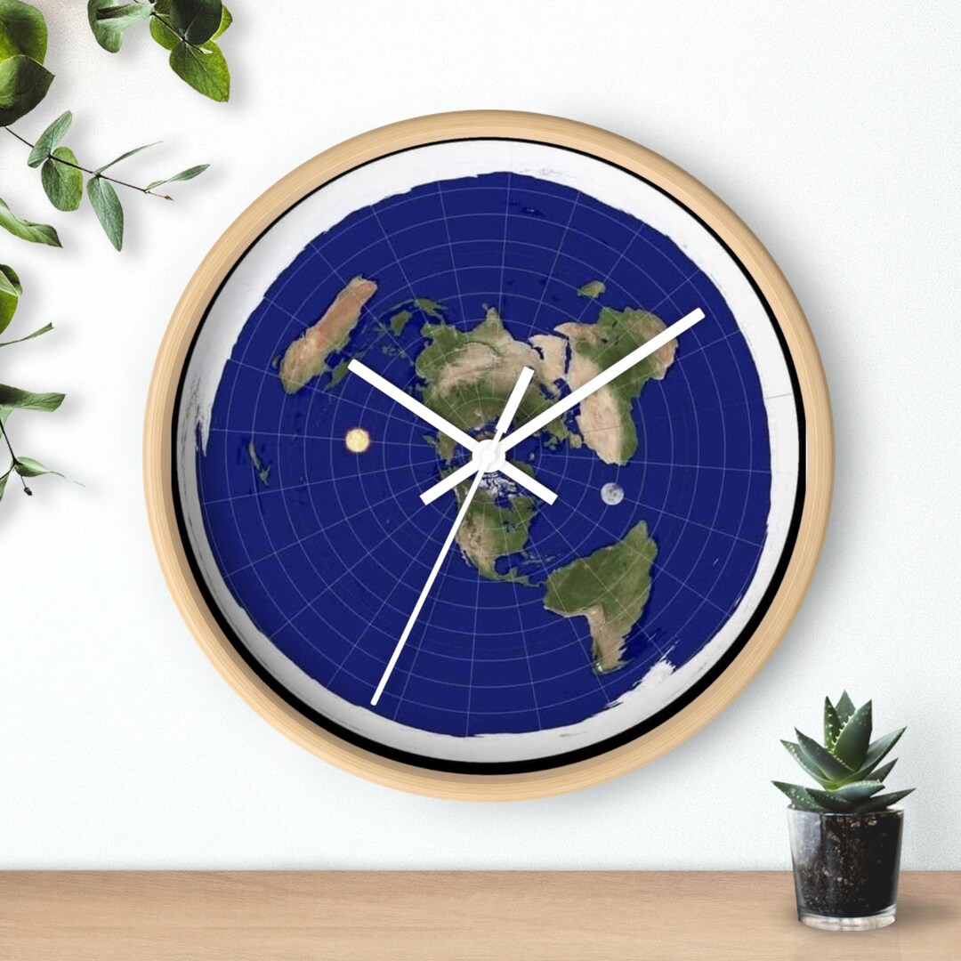 Vintage World Map Flat Earth Wall Clock - Perfect for Travelers, Home ...