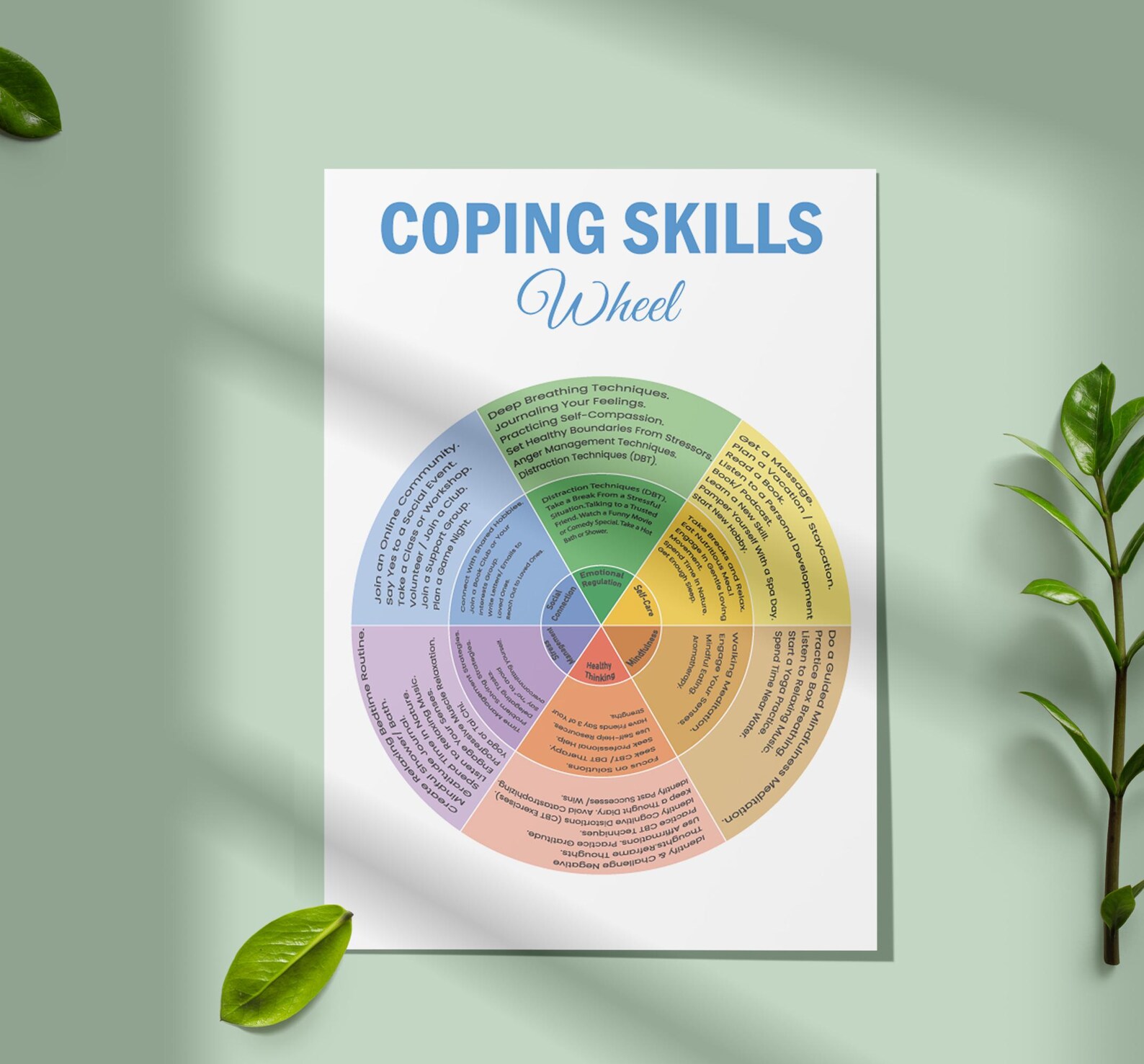 Coping Skills Wheel Printable | Therapy Worksheets for Kids & Adults ...