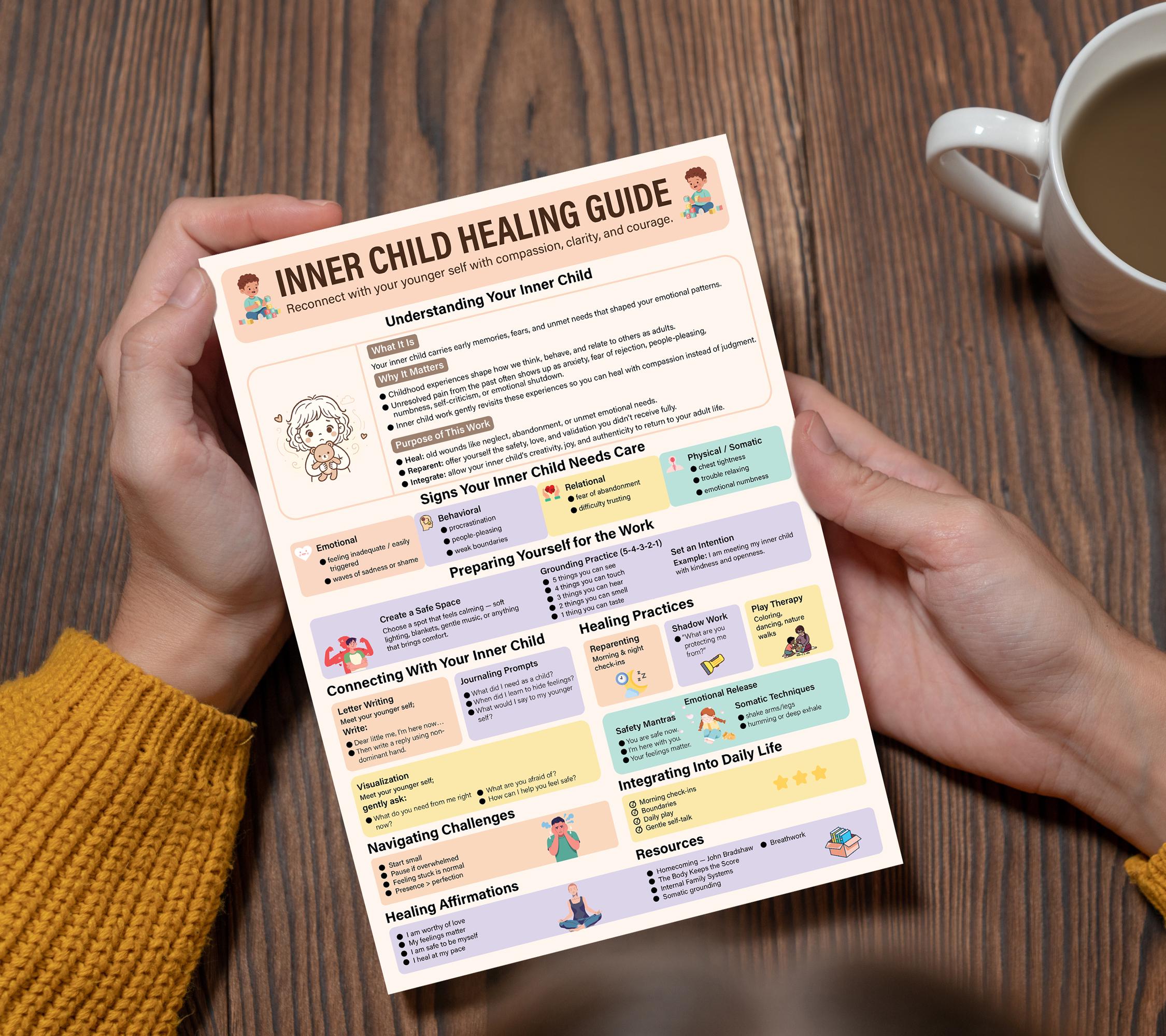 Laminated Inner Child Healing Guide Poster | Physical Shadow Work Chart ...