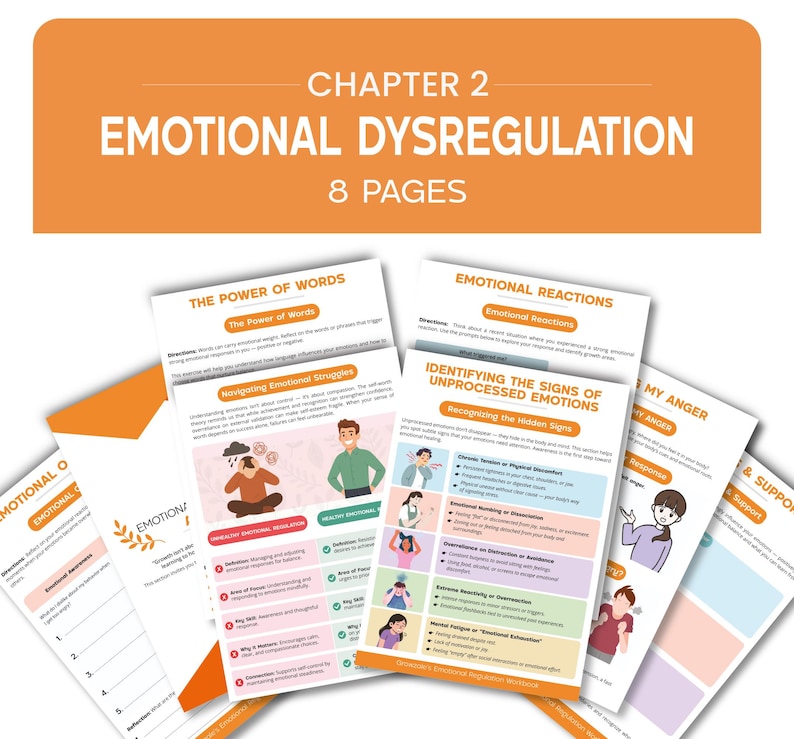 Emotional Regulation, Managing Emotions Workbook Mega Bundle, Therapy ...