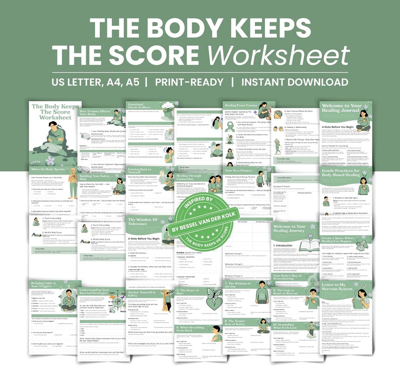 Complete Trauma Therapy Toolkit | The Body Keeps the Score Worksheets | PTSD Journal PDF | Therapist Resources | Instant Download image 2