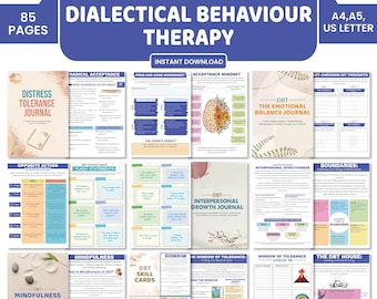 DBT-megabundel | Werkboek DGT-vaardigheden, therapiewerkbladen, geestelijke gezondheid, counselinghulpmiddelen en flitskaarten afdrukbaar