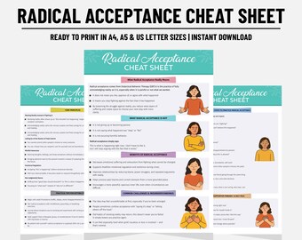 Radical Acceptance DBT Cheat Sheet, Coping & Mindfulness Guide, Emotional Regulation PDF