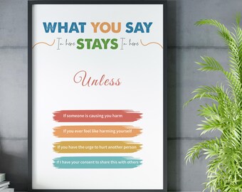 Counseling Office Wall Art | Therapy Confidentiality Printable | Mental Health Decor for Psychologists | PDF Instant Download