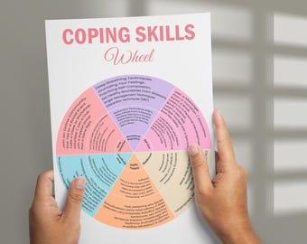 Bewältigungsfähigkeiten Rad zur Selbstfürsorge | Druckbare Emotionsregulierung & Stressbewältigungs-Tool | Sofort PDF Download