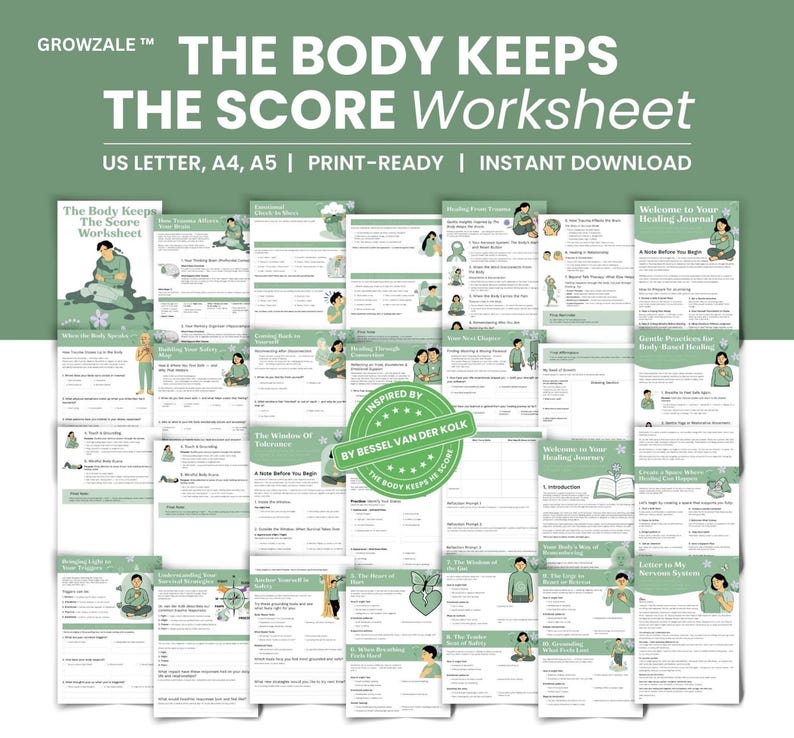 Complete Trauma Therapy Toolkit | The Body Keeps the Score Worksheets | PTSD Journal PDF | Therapist Resources | Instant Download image 1