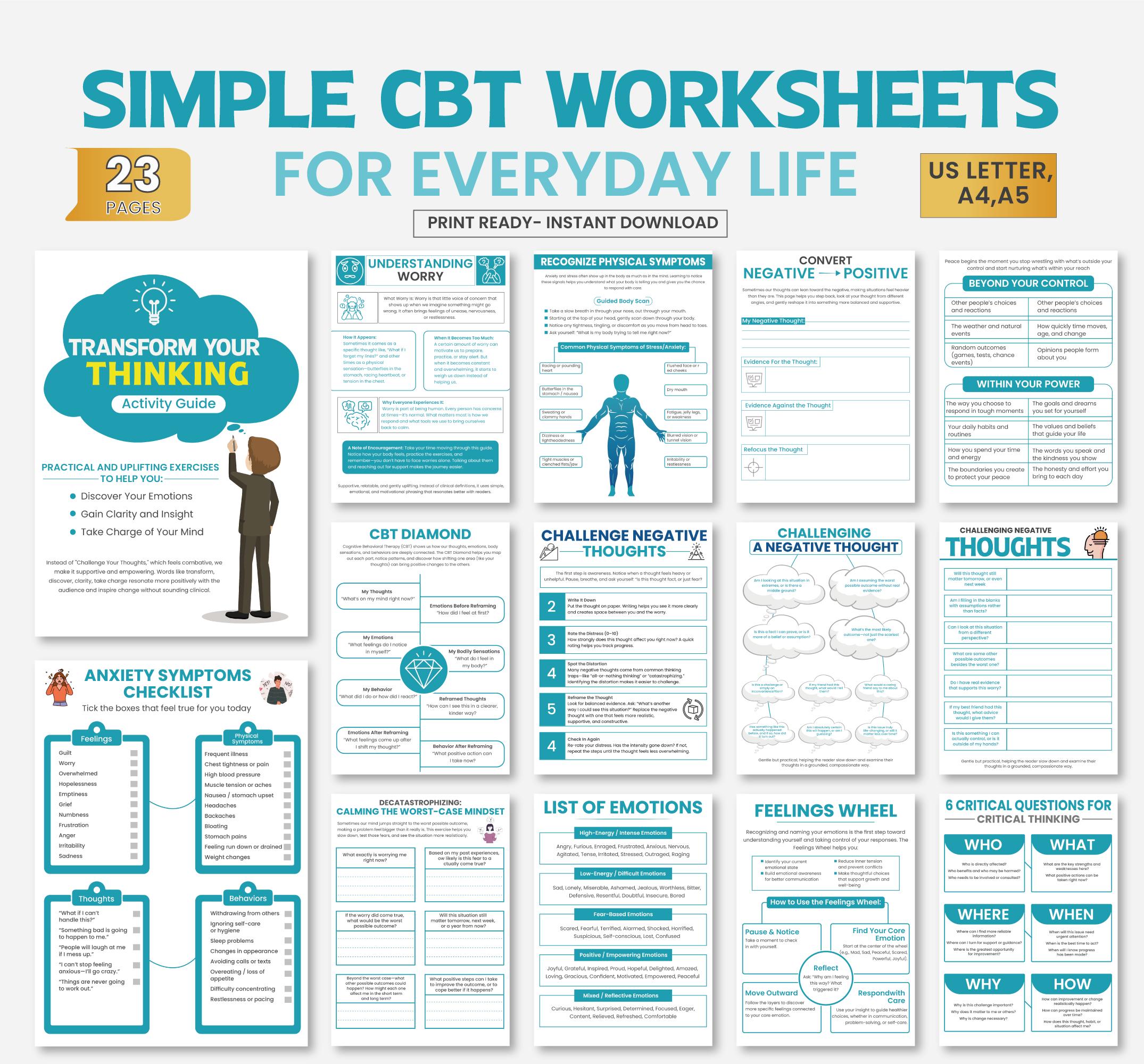 Cognitive Behavioral Therapy Workbook & Worksheets | CBT Therapy
