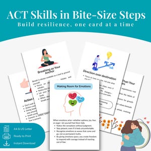 ACT Therapy Flashcards: Mindfulness & Resilience Skills (Printable PDF