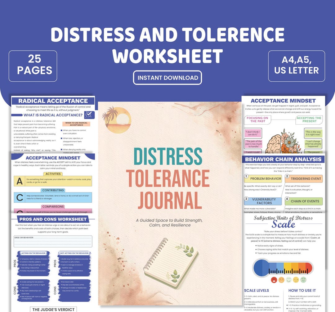 DBT Distress Tolerance Workbook | Printable DBT Skills Worksheets ...