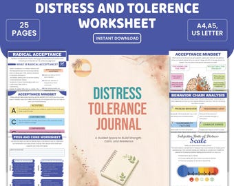 DBT Distress Tolerance Workbook | Printable DBT Skills Worksheets | Radical Acceptance, TIPP, Improve, Stop & Accepts Journal