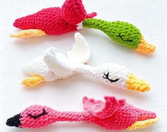 Flying Swan Goose Flamingo Duck Crochet Pattern , Sleeping Bird Amigurumi Plush Toy Gift PDF
