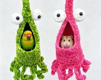 Mini Pet Nest Crochet Pattern, Hanging Bird Parrot House, Hamster Hut Octopus Nest Basket PDF