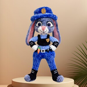 Zootopia Inspired Judy Bunny Police Doll Crochet Pattern Amigurumi Plushie Gift DIY Soft Toy  Beginner-Friendly
