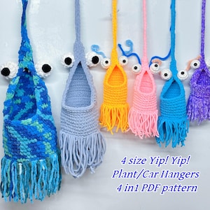 4 in 1 Yip yip Car Hanger Plant Hangers Crochet pattern PDF Bundle Yip Alien Crochet Pattern