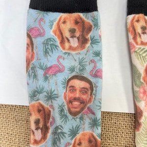 Custom Face & Dog Print Socks – Personalized Funny Gift