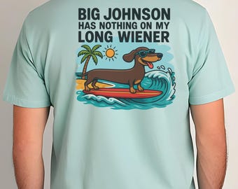 Dachshund Surfing T-Shirt for dog lovers of funny Long Wiener Beach Shirt with Humorous Dog Tee Summer beach dog Shirt gift for dog lover