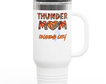 OKC Thunder Mom Tumbler 40oz spersonalizowany prezent dla mamy koszykarza Kubek na play-offy NBA Prezent dla niej fana Thunder Game Day Prezent podróżny w postaci kubka