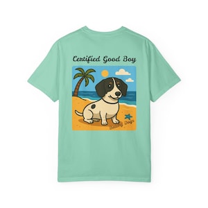 Beachy Dogz Dachshund beach dog T-Shirt for dog lovers of funny Wiener Beach Shirt with Humorous Dog Tee Summer dog Shirt gift for dog lover