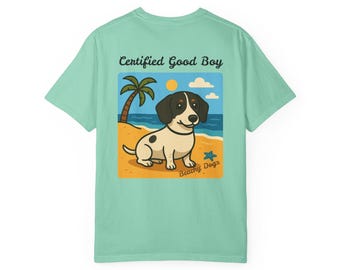 Camiseta de perro salchicha playera Beachy Dogz para amantes de los perros. Divertida camiseta de playa Wiener con divertida camiseta de perro. Regalo de camiseta de perro de verano para amantes de los perros.