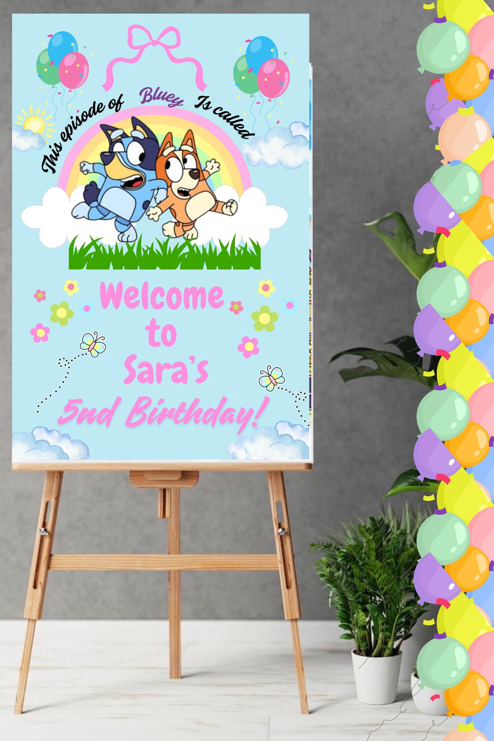 Bluey Welcomesign Editable Bluey Birthday Welcome Sign | Printable Birthday Party Decor ...