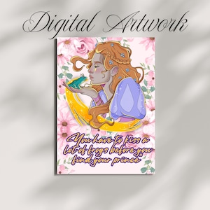 Princess Poster, Princess and the Frog Wall Art, Girl&#39;s Room Instant Download Poster, Whimsical Princess Instant Download Wall Decor