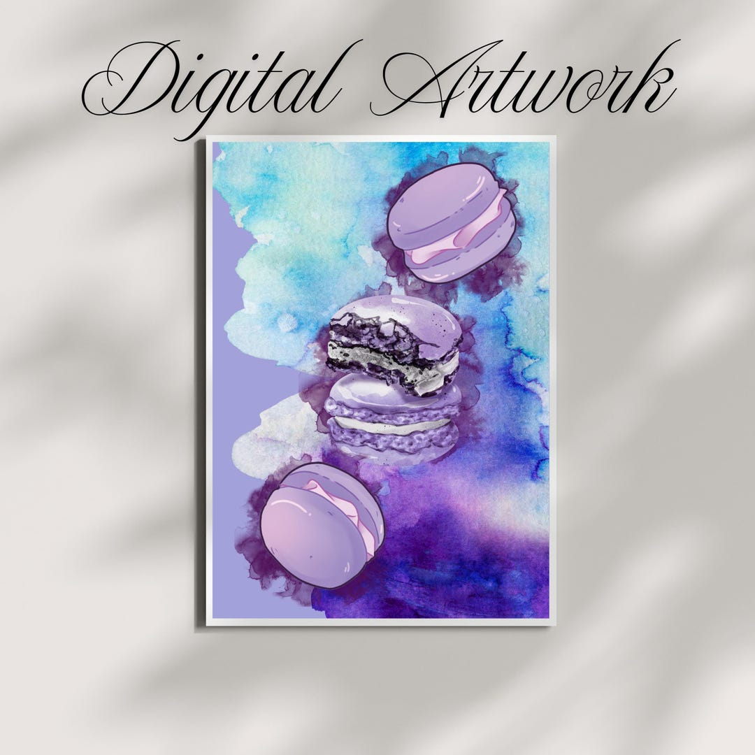 Purple Macarons Instant Downloadable Poster, French Macarons Kitchen ...