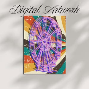 Ferris Wheel Wall Art, Fun Fair Instant Download Print, Ferris Wheel Decor, Circus Wall Picture, Ferris Wheel Art, Amusement Ride Poster
