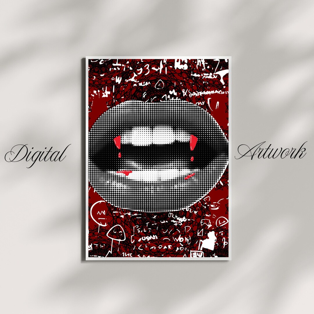 Abstract Vampire Fangs Digital Wall Poster, Gothic Vampire Instant ...