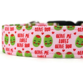 Olive You Dog Collar: Custom Pet Collar, Pink Accessories