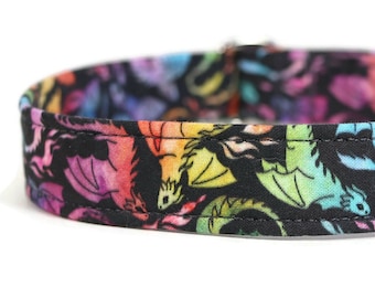 Rainbow Dragons Collar - Custom Dog Collar - Martingale