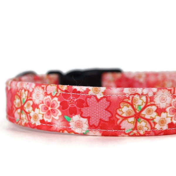 Cherry Blossoms Flowers Dog Collar - Cat Collar - Custom Dog Collar - Martingale - Pet Accessories - Designer Dog Collar - Pet Gift