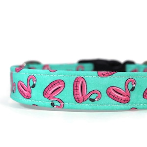 Flamingo Floaties Dog Collar - Custom Dog Collar - Martingale - Pet Accessories - Personalized Dog Collar - Pet Gift