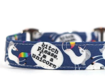 Bitchy Unicorns Dog Collar - Custom Dog Collar - Martingale Dog Collar - Pet Accessories