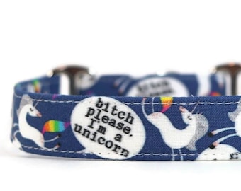 Bitchy Unicorns Dog Collar – Custom Martingale or Buckle Collar, Pet Accessories