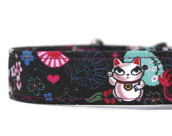 Kawaii Dog Collar: Japanese Dragon, Maneki Neko, and Koi Fish Print