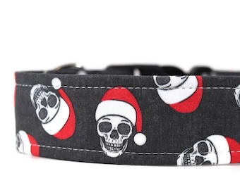 Santa Skulls Christmas Dog Collar - Custom Fit