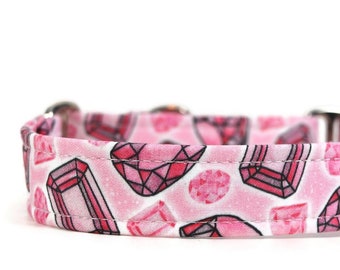 Pink Gems Dog Collar - Custom Dog Collar - Martingale - Pet Accessories
