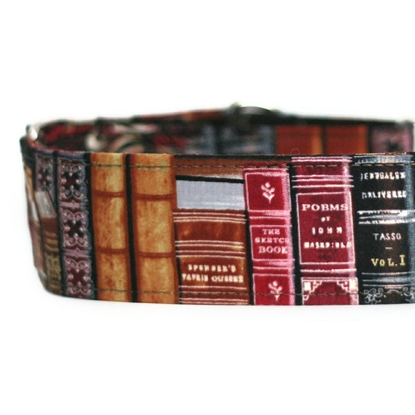 Old Books Dog Collar / Custom Dog Collar / Martingale Dog Collar